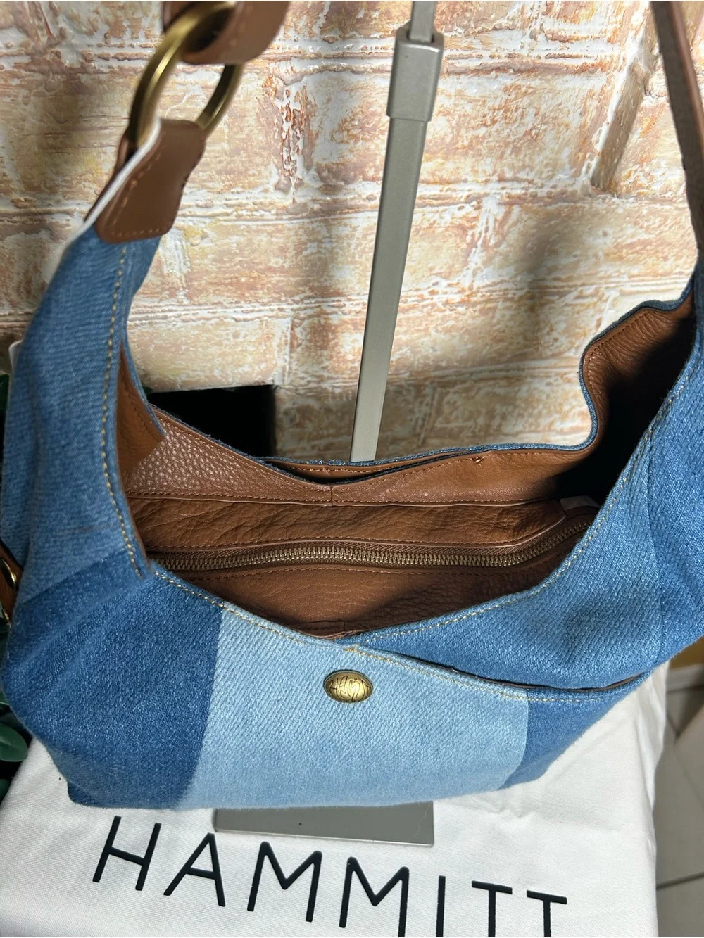 HAMMITT Tom Medium Hobo Bag Silverlake Denim Leather NWT Old Money Quiet Luxury